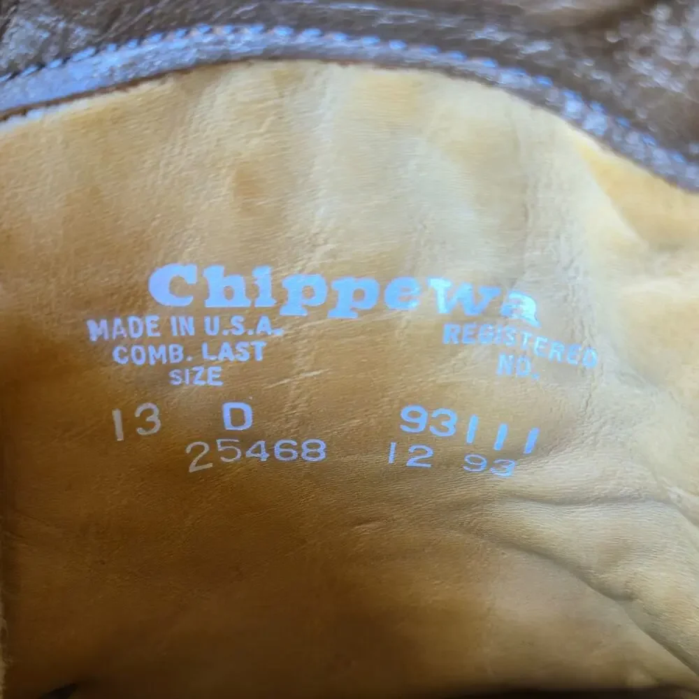 Vintage Chippewa Arctic 25468 Mens 9'' Nubuck Leather Work Boots Tan Size 13 USA
